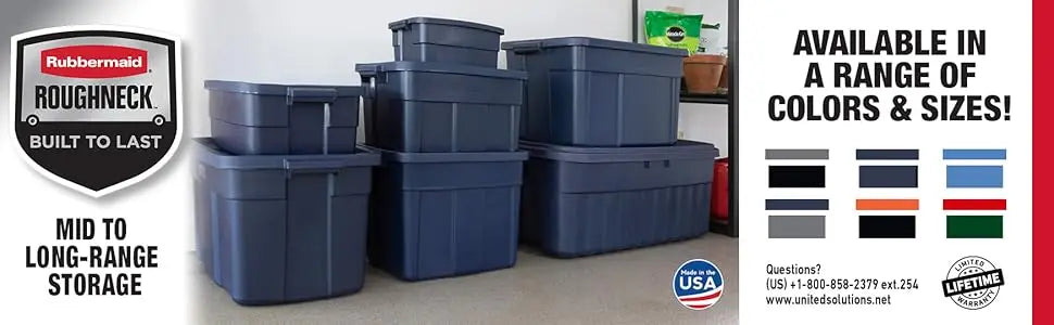 Heavy-Duty Black Storage Bins with Lids (6-Pack)