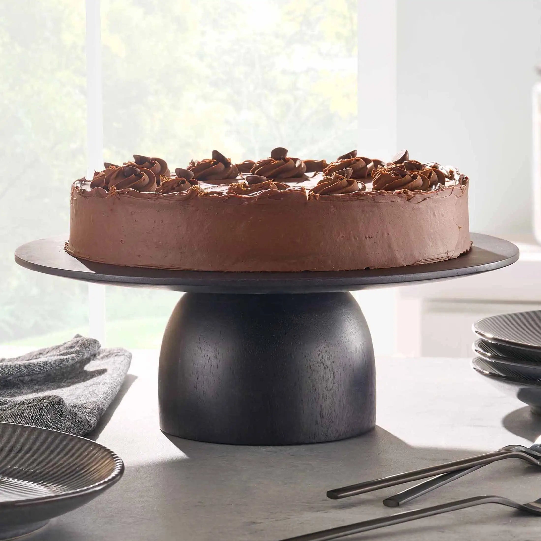 Elegant Black Wood Cake Stand