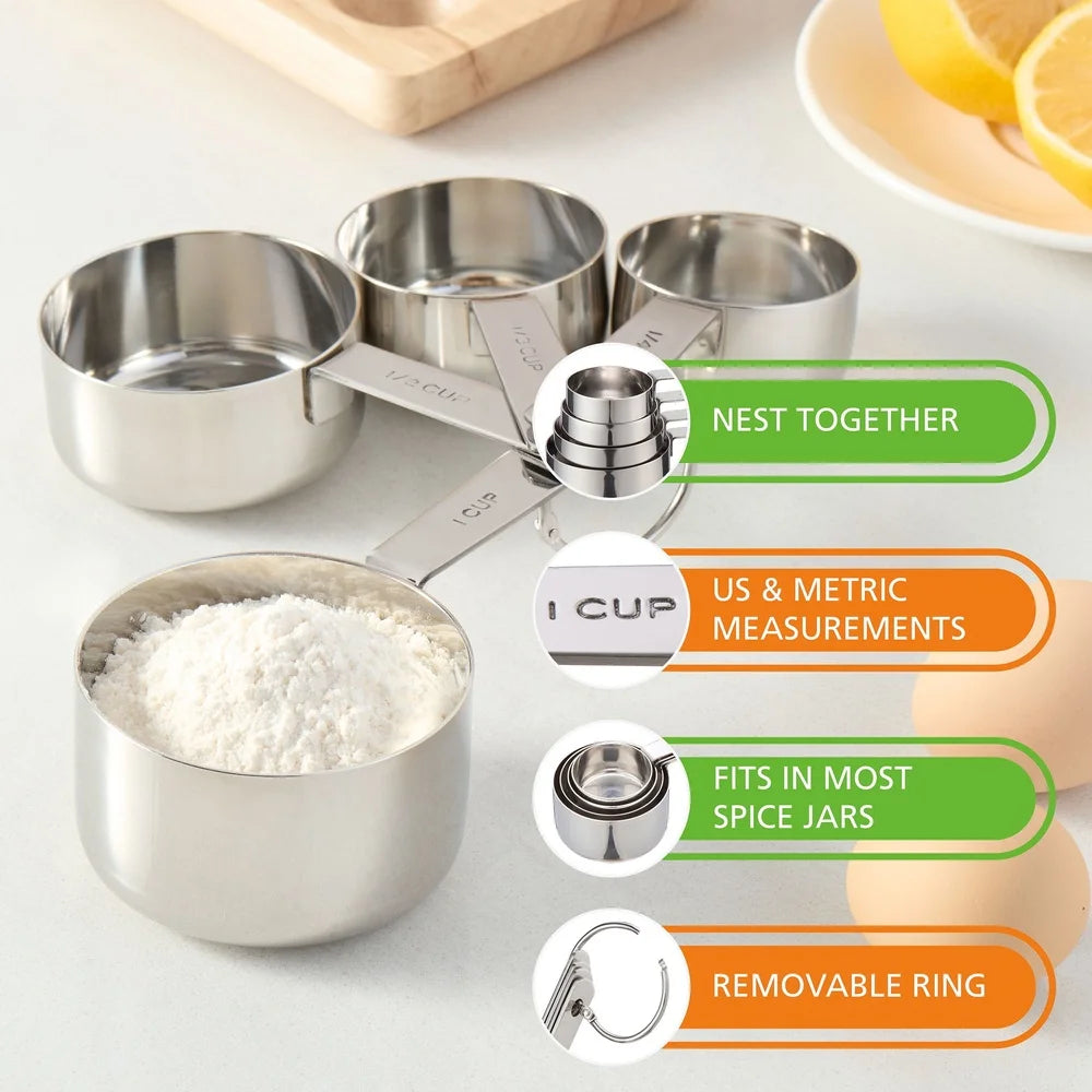 4-Piece Stainless Steel Measuring Cups