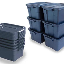 Heavy-Duty Black Storage Bins with Lids (6-Pack)