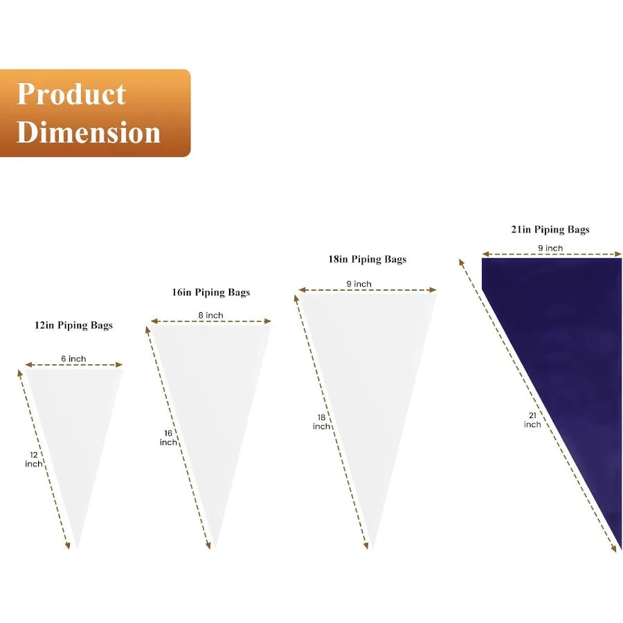 100-Pack Piping Bags (12/16/18/21 Inch)