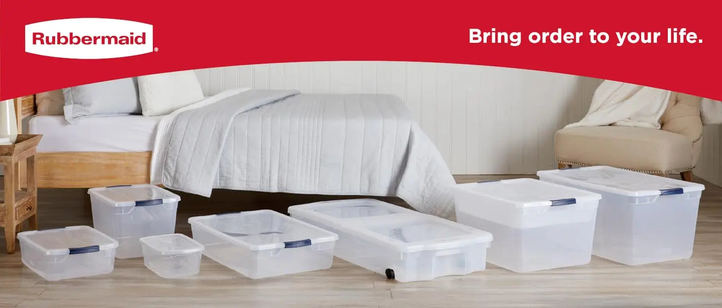 Heavy-Duty Black Storage Bins with Lids (6-Pack)