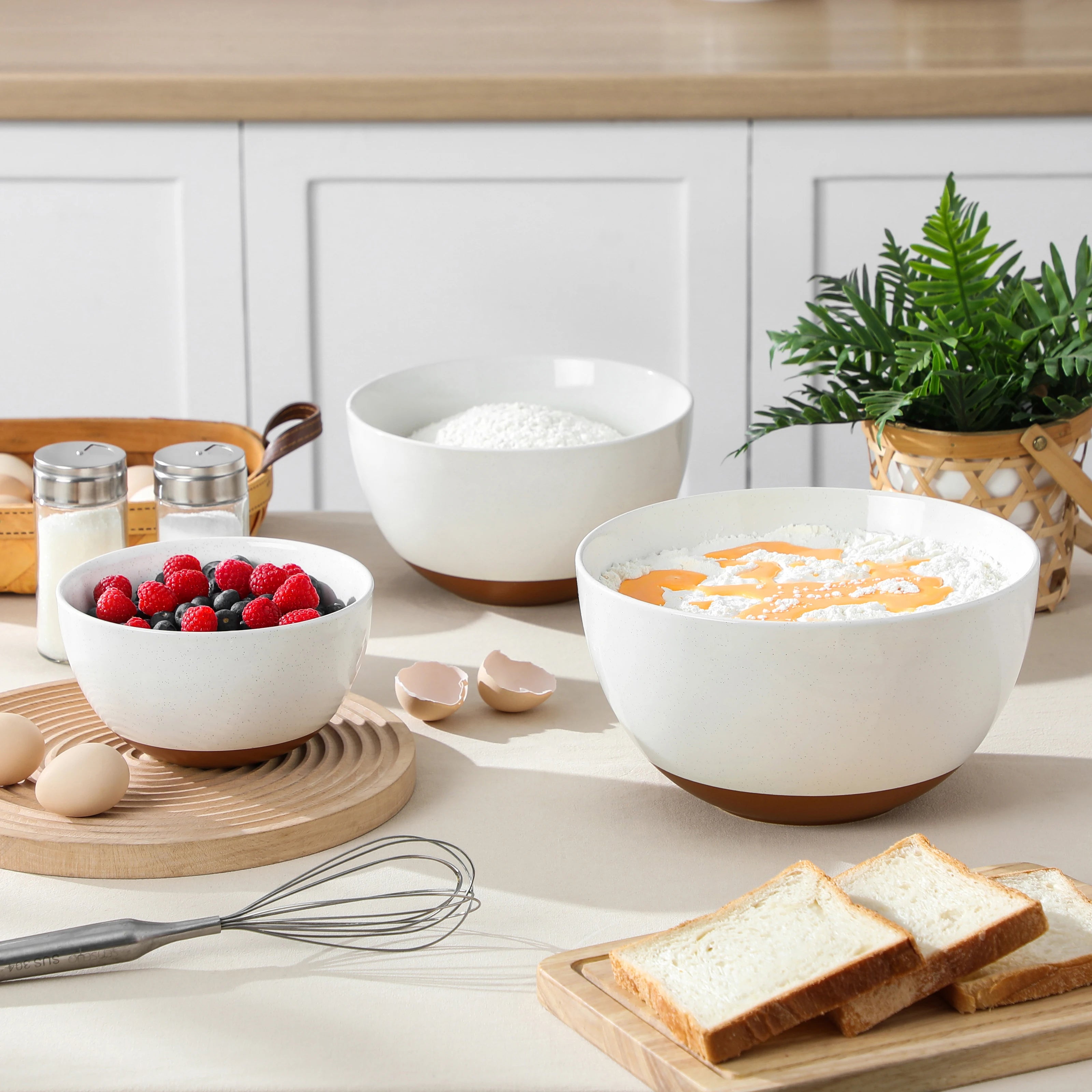 MALACASA 6-Piece Ceramic Mixing Bowl Set