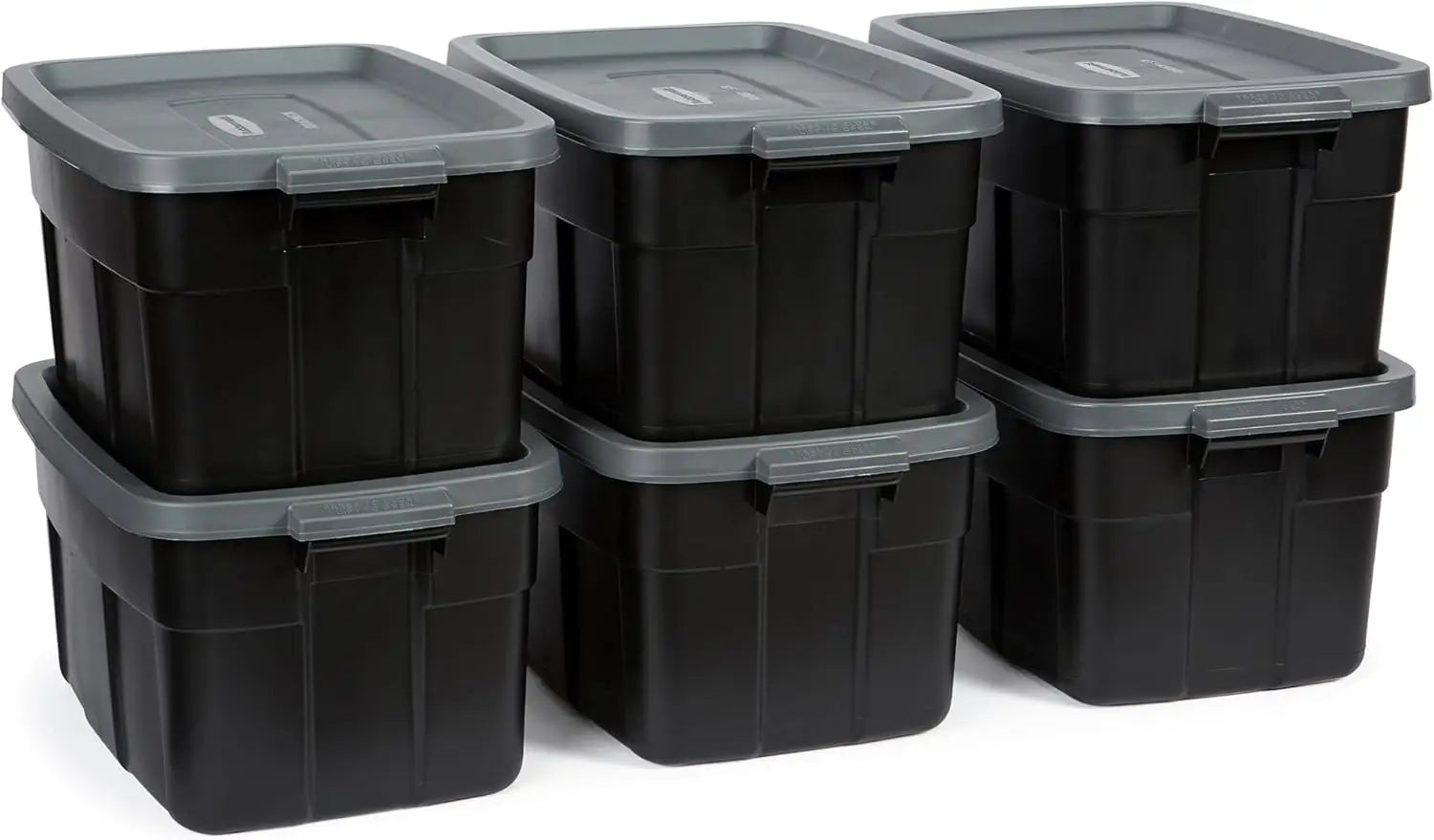 Heavy-Duty Black Storage Bins with Lids (6-Pack)