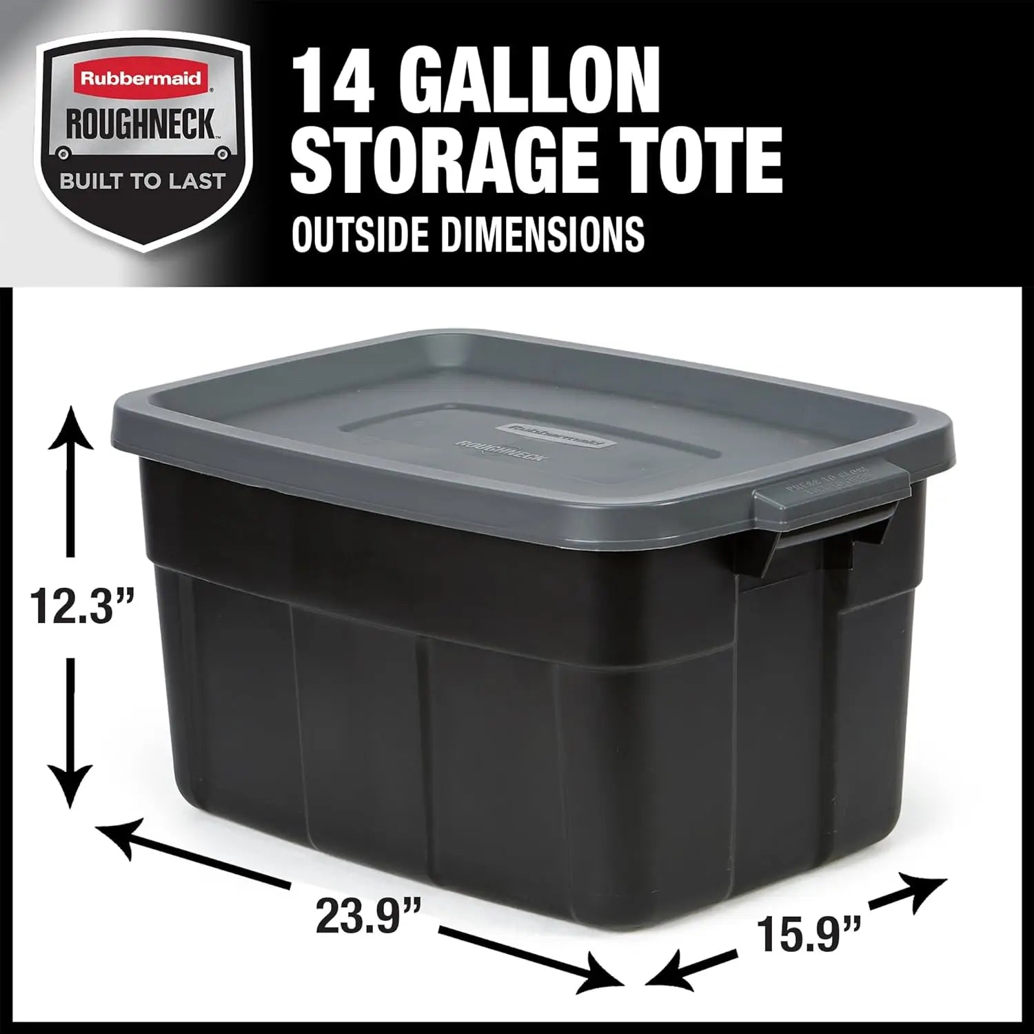 Heavy-Duty Black Storage Bins with Lids (6-Pack)