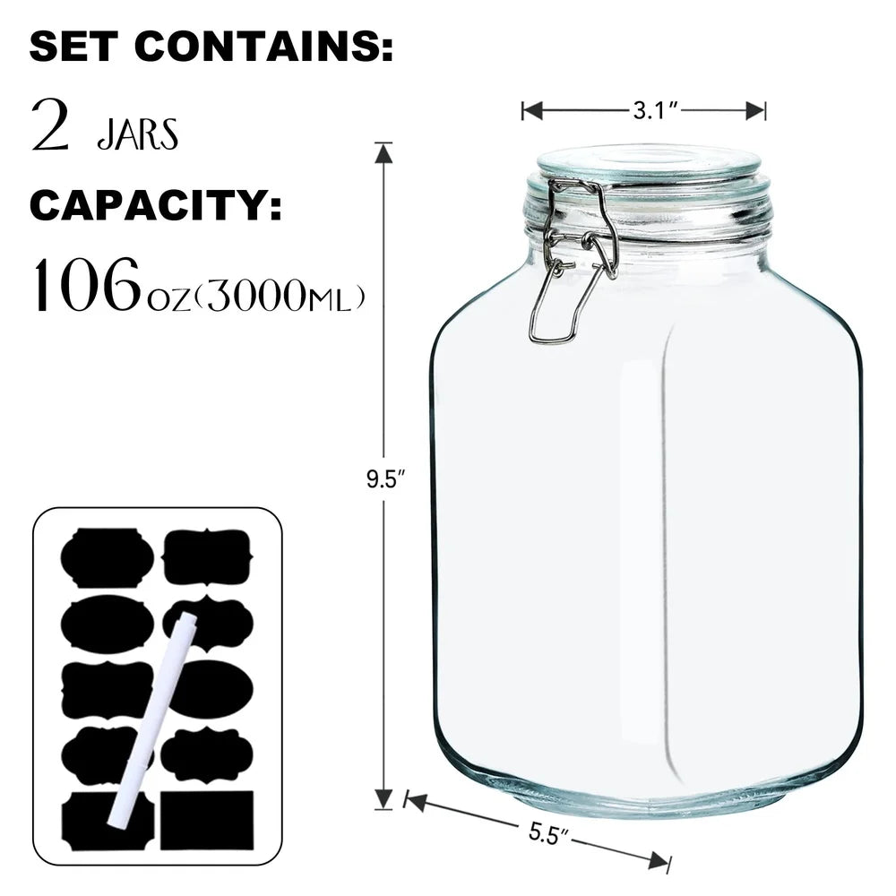 2-Pack Transparent Glass Storage Jars