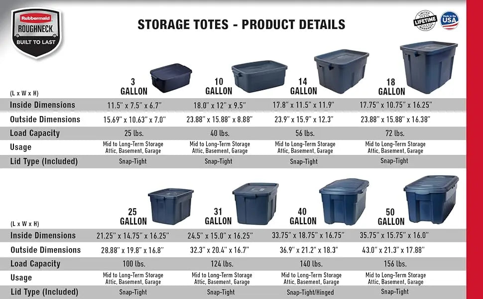 Heavy-Duty Black Storage Bins with Lids (6-Pack)