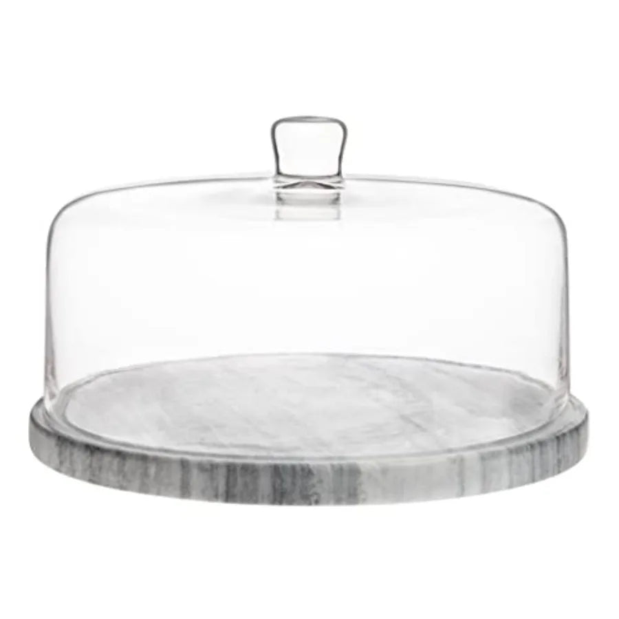 Marble Cake Stand with Glass Dome